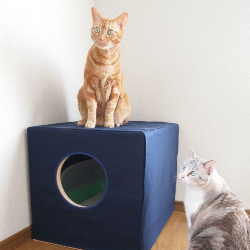 猫 トイレ カバー 木の本体と消臭カバー セミオーダー セット 受注生産 猫蔵
