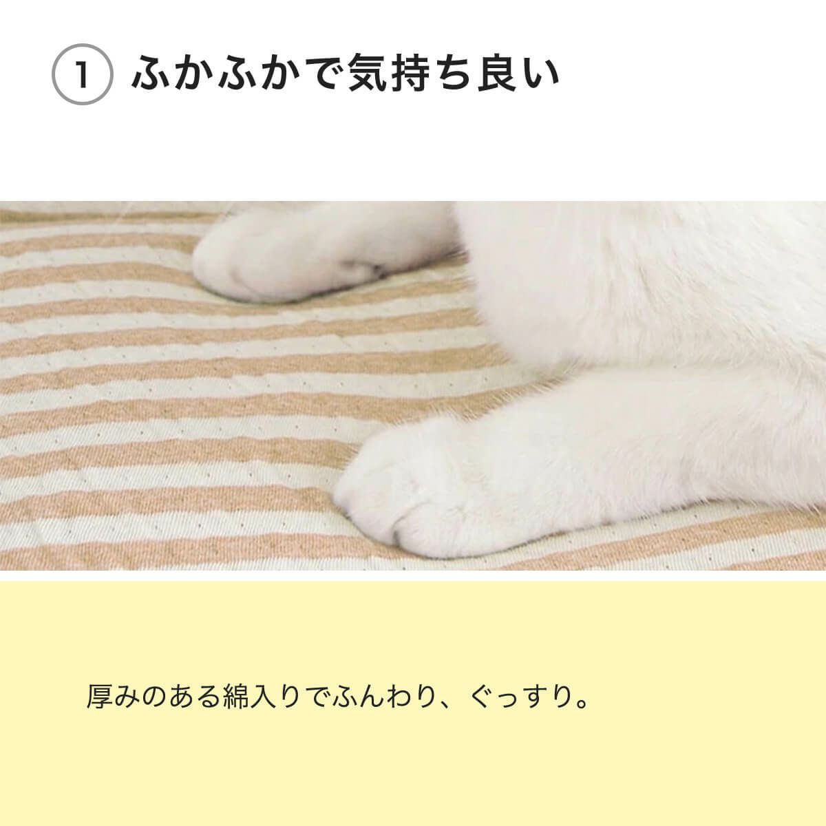 猫用マットおざぶスクエアSはふかふかで気持ち良い