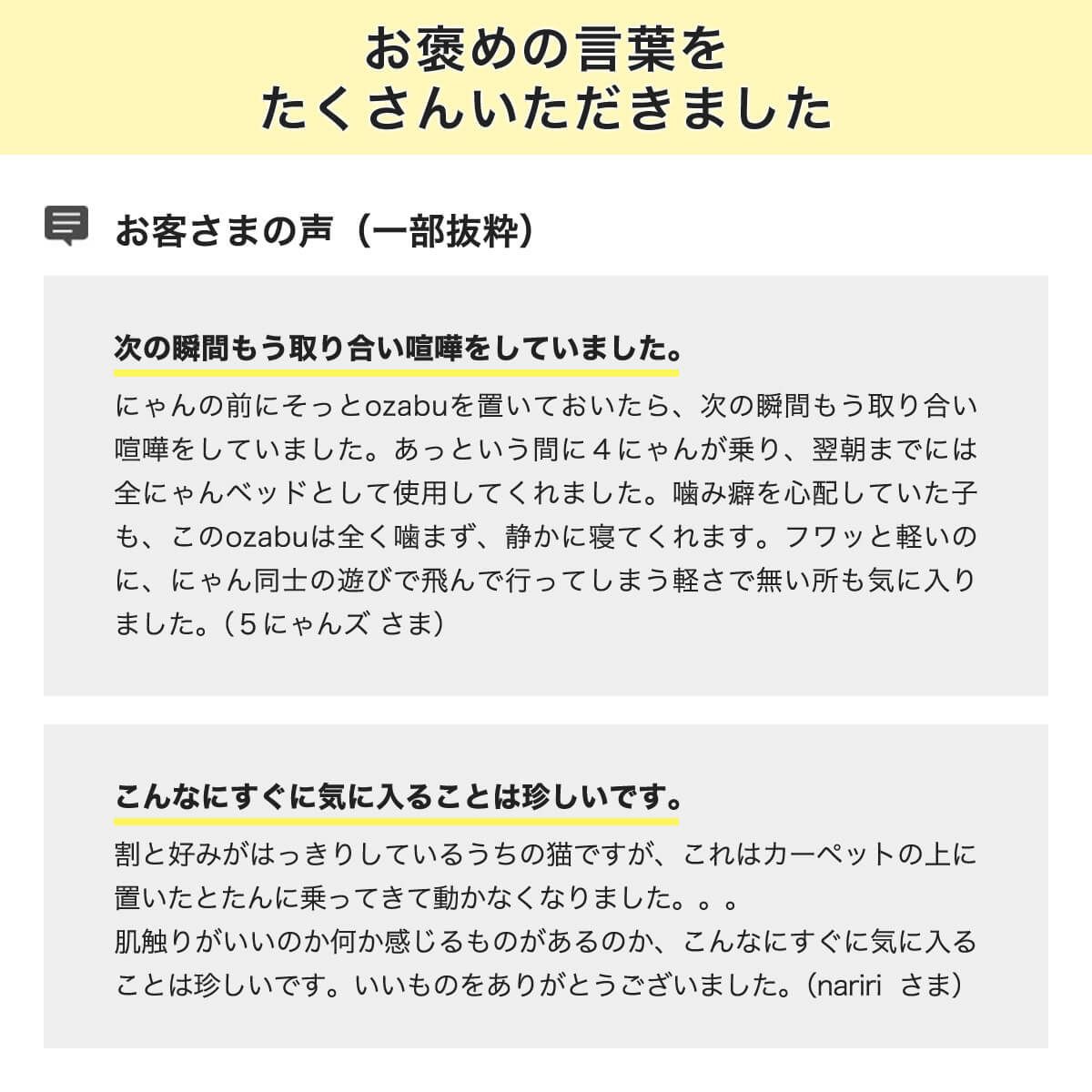 猫用マットおざぶスクエアSお客様の声