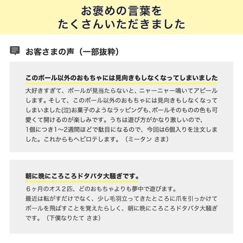 ねこずきころころ6個入お客様の声