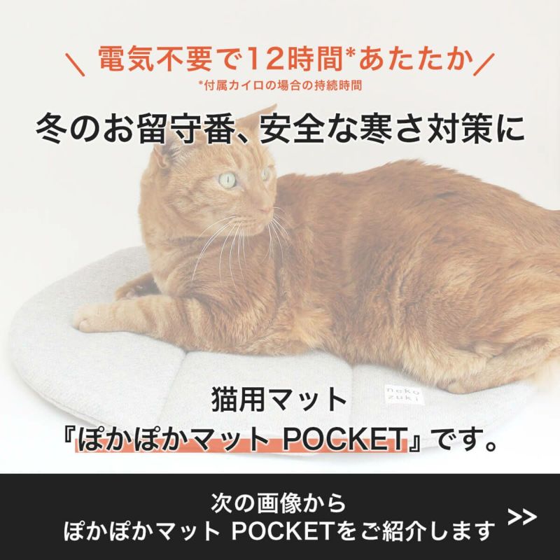 電気を使わない、あったか防寒グッズ。猫用マットぽかぽかマットPOCKET