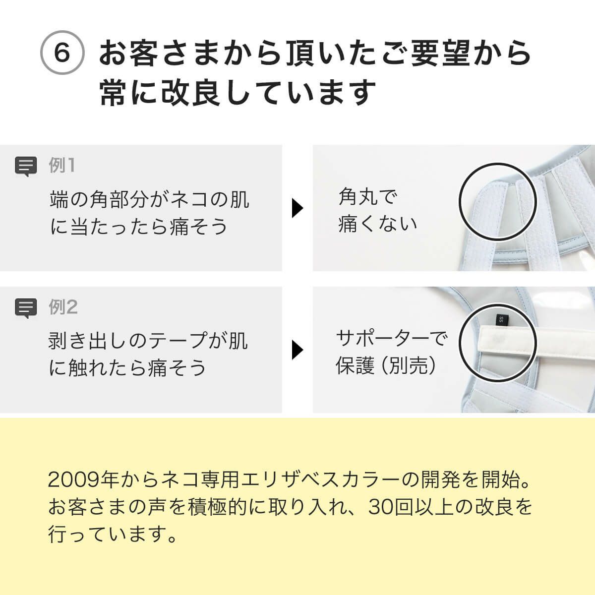 フェザーカラー【透明・ソフト】はお客さまから頂いたご要望から常に改良しています