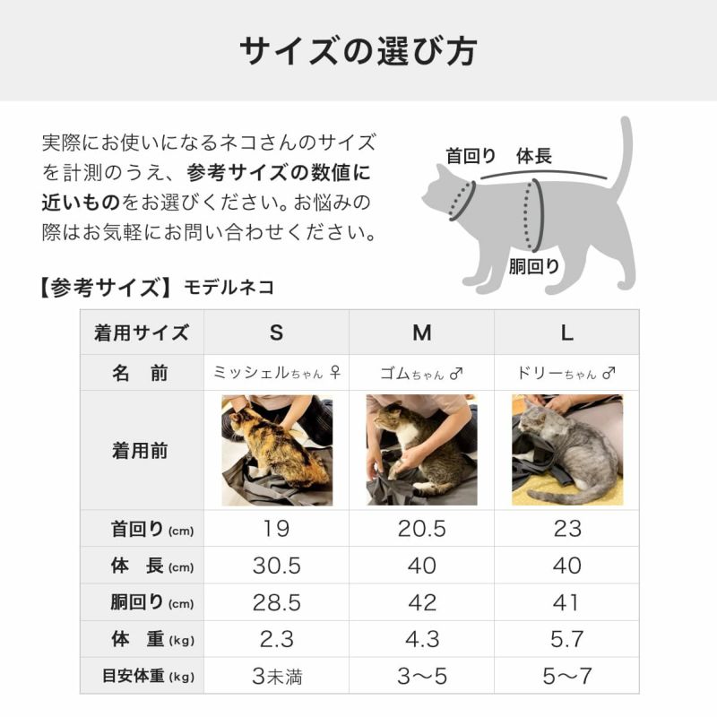 ねこずきのおくるみサイズの選び方