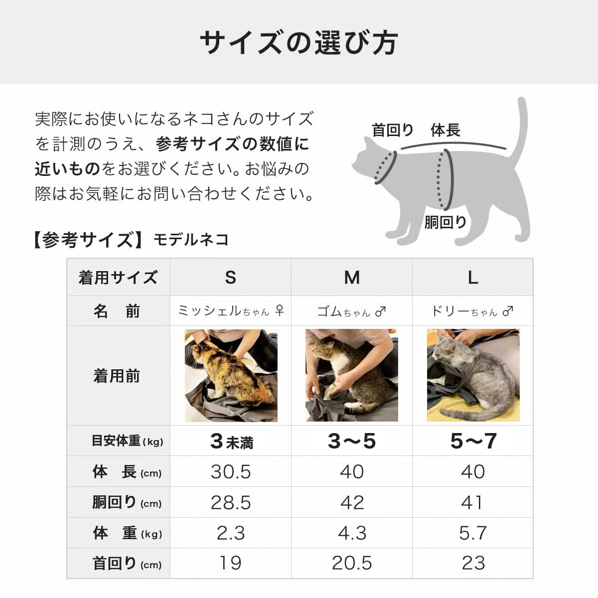 ねこずきのおくるみサイズの選び方