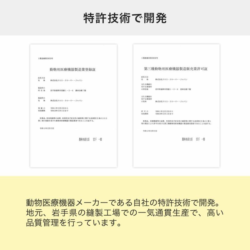 ねこずきのおくるみは特許技術で開発