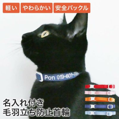 引っ掻いても毛羽立ちにくい首輪、名入れ付ねこともカラー・プラス