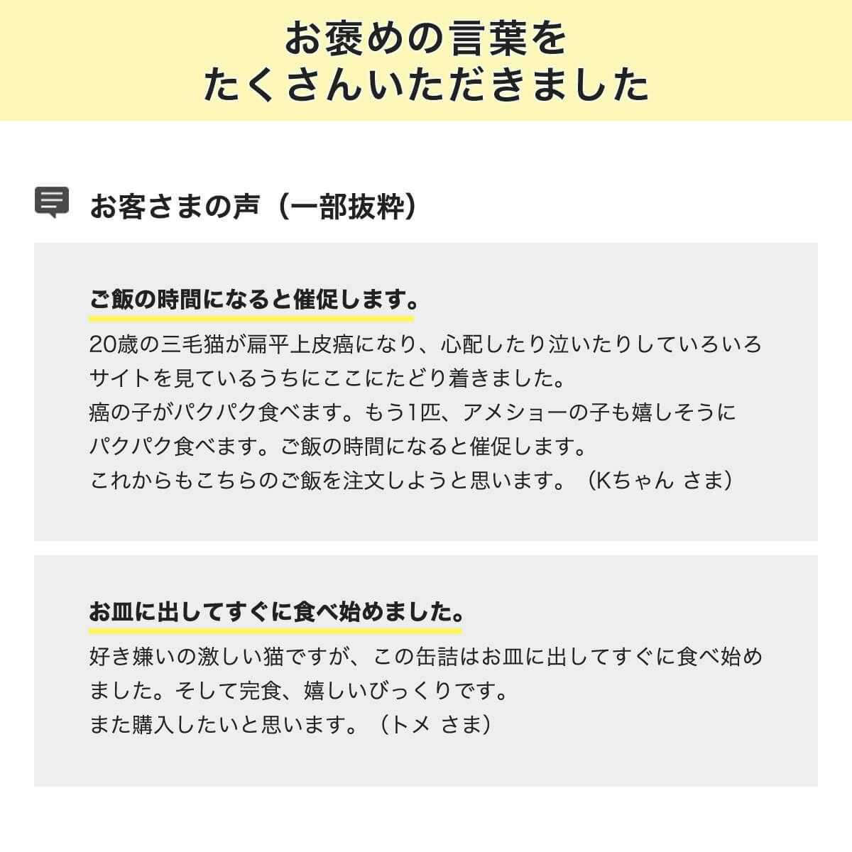 ねこずきのごはんお客様の声